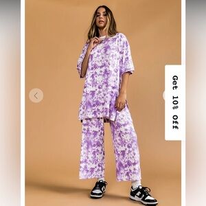 Lex Ribbed Tie Dye Playsuit in Cosmic Tie Dye